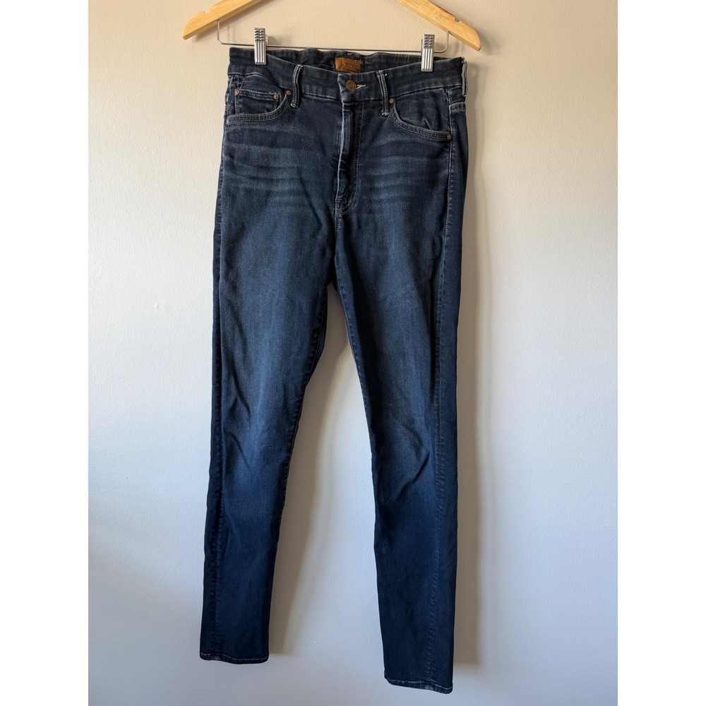Mother Skinny Jeans 27 Dark Wash High Rise Whisker Fading Denim